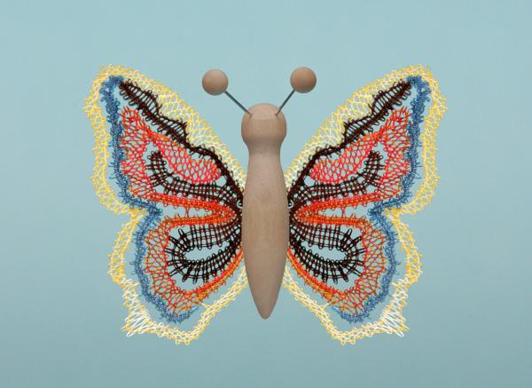 028 Klöppelbrief Schmetterling "Kleiner Fuchs" für Holzkörper